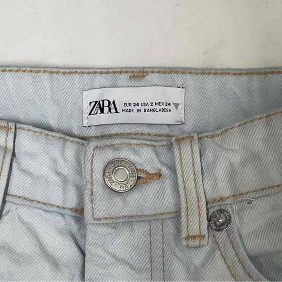 Zara Women’s Lightwash Straight Leg Button Fly Jeans Size 2 Minimalist Neutral - Picture 5 of 8